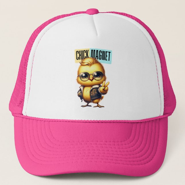 Cute Chick Magnet Funny Easter Trucker Hat (Front)