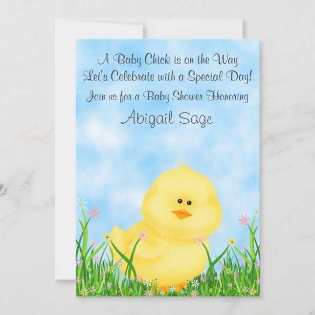 Cute Chick Neutral Baby Shower Invitation (Front)