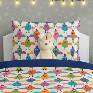 Cute Chick Pattern on Cream Pillowcase