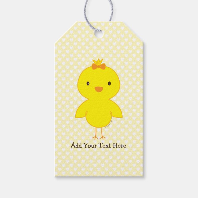 Cute Chick Personalised Text Gift Tags (Front)