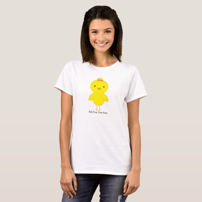 Cute Chick Personalised Text  T-Shirt (Front Full)
