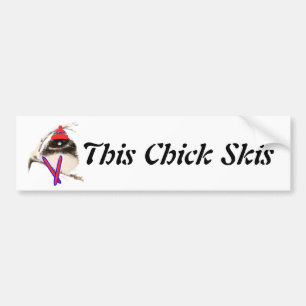 Cute Chick, Ski, Skiing, Little Bird Sports Bumper Sticker