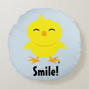 Cute Chick Smile Round Pillow