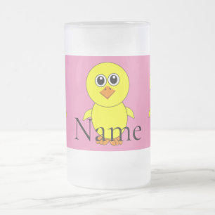 Cute Chick Thunder_Cove Frosted Glass Beer Mug