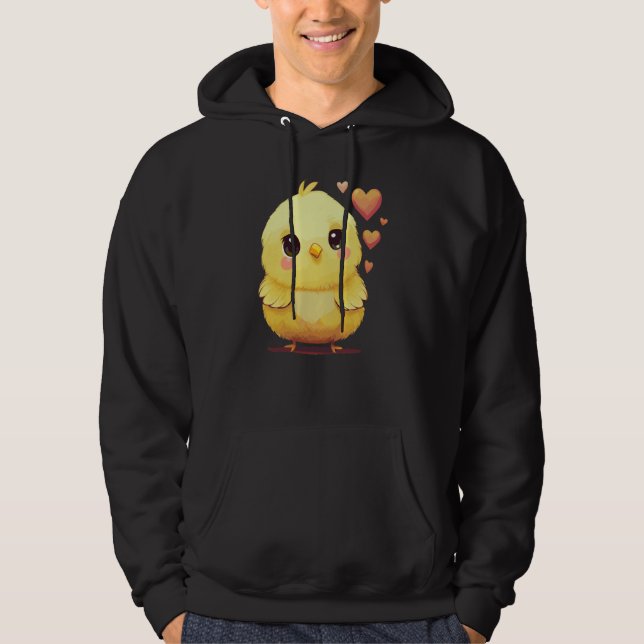 Cute Chick Valentines Day Heart Farm Animal Chicke Hoodie (Front)