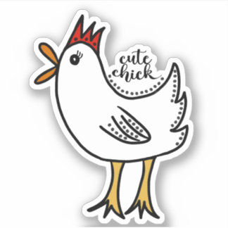 Cute Chick with Dots Custom-Cut Vinyl Sticker