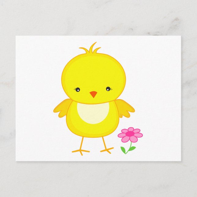 Cute chick with flower postcard (Front)