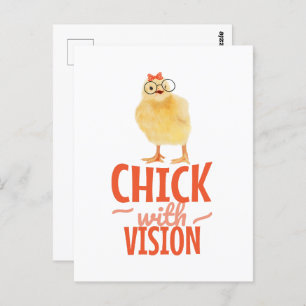 Cute Chick With Glasses - Chick With Vision Postcard