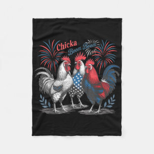 Cute Chicka Boom Boom Funny Chicken 4th Of July Pa Fleece Blanket
