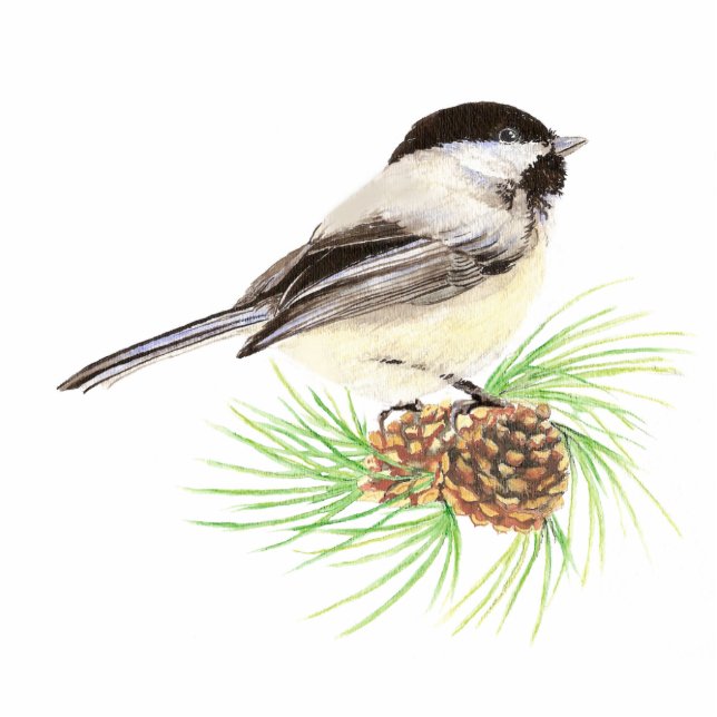 Cute Chickadee Bird, Nature, Wildlife, Animal Standing Photo Sculpture (Front)