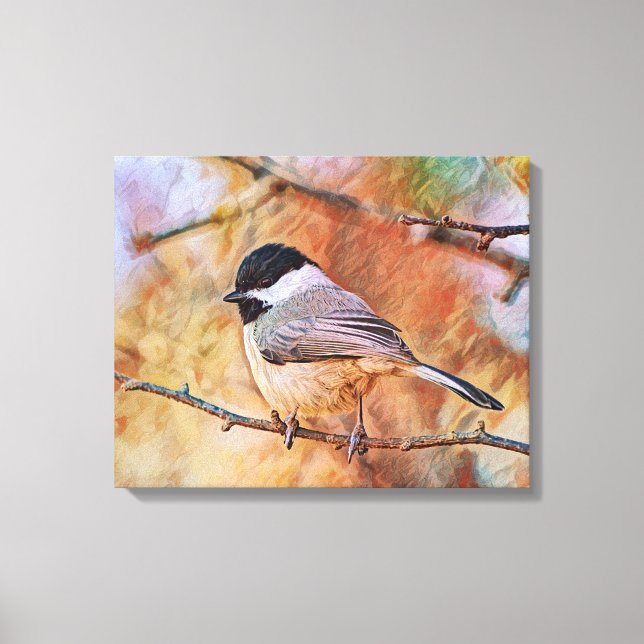Cute Chickadee Bird Photographic Art Canvas Print (Front)