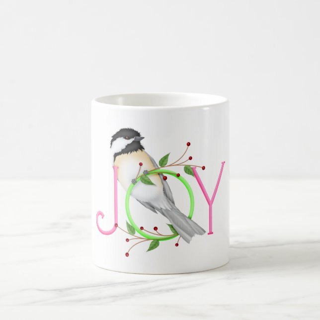 Cute Chickadee "Joy" Coffee Mug (Center)