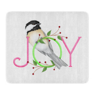 Cute Chickadee "Joy" Cutting Board