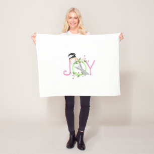 Cute Chickadee "Joy" Fleece Blanket
