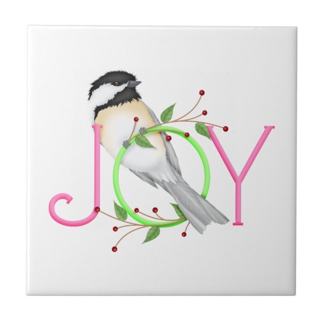 Cute Chickadee "Joy" Tile (Front)