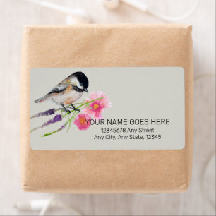 Cute Chickadee Watercolor Art Label