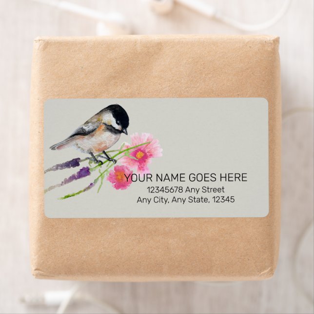 Cute Chickadee Watercolor Art Label (Insitu)
