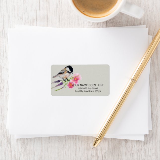 Cute Chickadee Watercolor Art Label (Insitu)