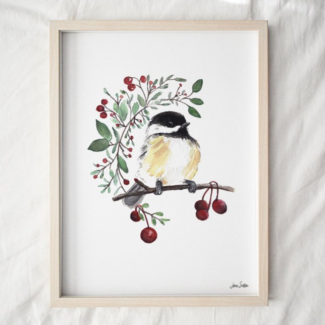 Cute Chickadee Watercolor  Art  Poster (Creator Uploaded)
