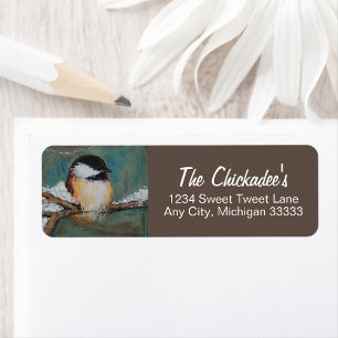 Cute Chickadee Winter Song Bird Art Label