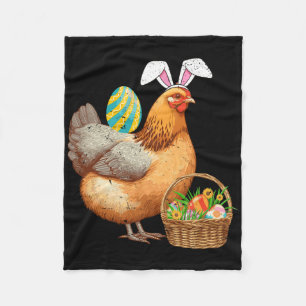 Cute Chicken And Bunny Ears Easter Egg Easter Day Fleece Blanket