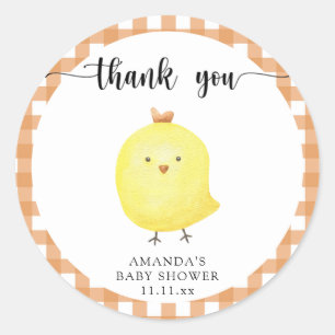 Cute chicken baby shower thank you classic round sticker