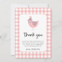 Cute Chicken Birthday Photo Thank You Card