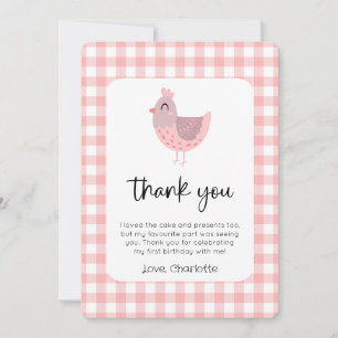 Cute Chicken Birthday Photo Thank You Card