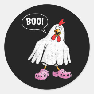 Cute Chicken Boo With Pink Shoes Funny Halloween M Classic Round Sticker