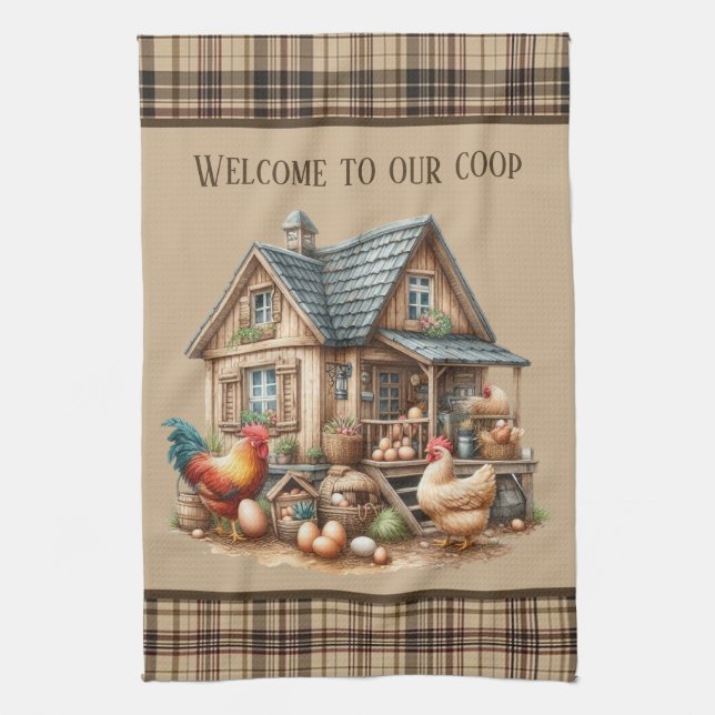 Cute chicken coop Country lovers Tea Towel (Vertical)