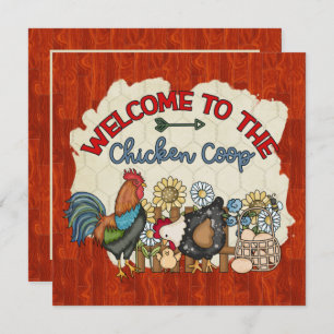 cute chicken coop party invitation