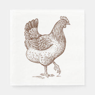 Cute Chicken Country Farm Farmer Birthday Party Napkin