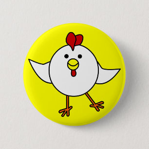 Cute Chicken Dance - White and Yellow 6 Cm Round Badge