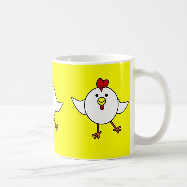 Cute Chicken Dance - White and Yellow Coffee Mug (Right)