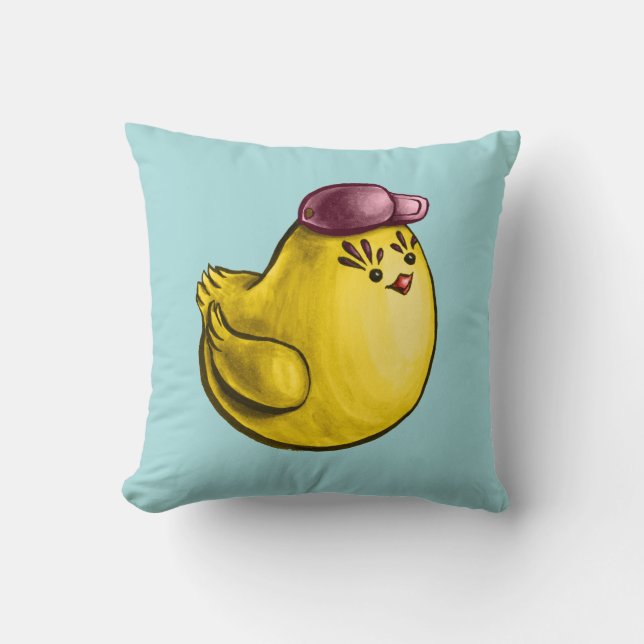 Cute Chicken Design – Funny Yellow Chick Easter Cushion (Front)
