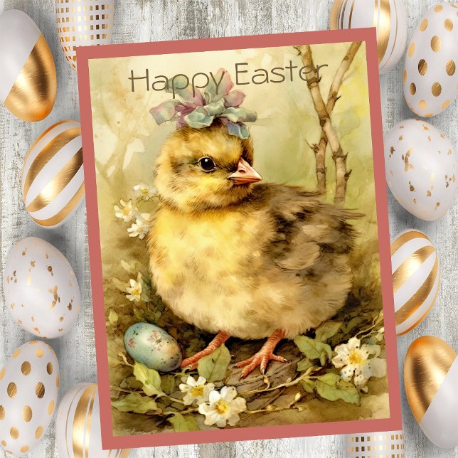 Cute Chicken Easter Eggs Forest Holiday Card (Creator Uploaded)
