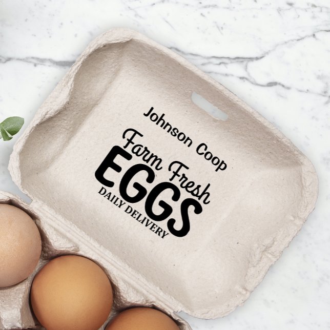 Cute Chicken Farm Fresh Eggs Carton Add Name Rubber Stamp (Creator Uploaded)