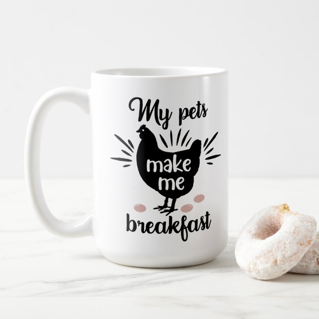 Cute Chicken Farm Fresh Eggs Country Farmer Coffee Mug (With Donut)