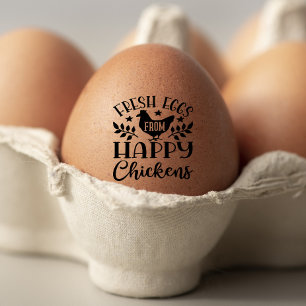 Cute Chicken Farm Fresh Floral Egg Rubber Stamp