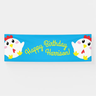 Cute Chicken Farm Kids 1st Birthday Party Banner