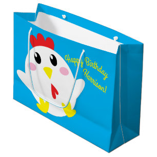 Cute Chicken Farm Kids 1st Birthday Party Large Gift Bag