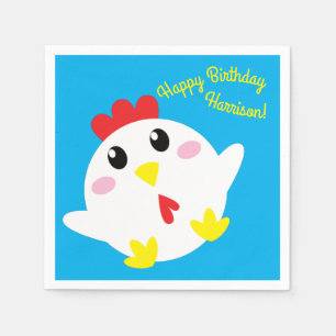 Cute Chicken Farm Kids 1st Birthday Party Napkin