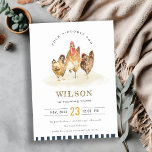 Cute Chicken Farm Watercolor Kids Birthday Invite<br><div class="desc">A Cute Chicken Farm Theme Kids Collection.- it's an Elegant Simple Minimal watercolor Illustration of chicken farm with pretty red barn, perfect for your little ones farm theme birthday party. It’s very easy to customise, with your personal details. If you need any other matching product or customisation, kindly message via...</div>