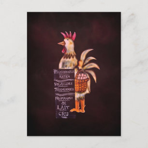 Cute chicken French butcher sign tourist souvenir Postcard