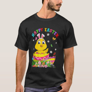 Cute Chicken In Easter Eggs Happy Easter Day Boys  T-Shirt