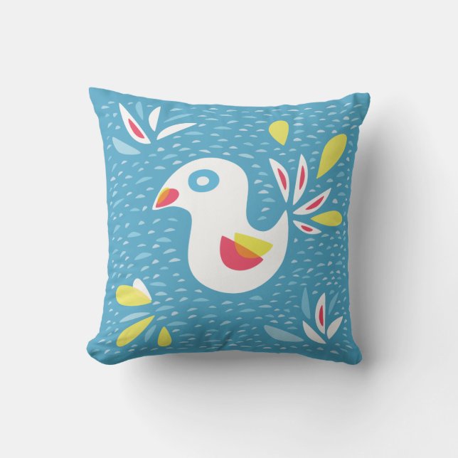 Cute Chicken In Spring Abstract Bird Cushion (Front)