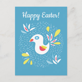 Cute Chicken In Spring Abstract Bird Holiday Postcard