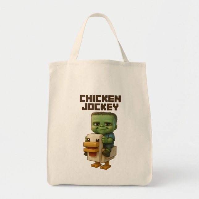 Cute Chicken Jockey Tote Bag Baby Riding a Chicken (Front)