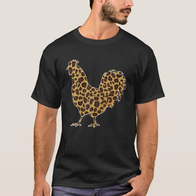 Cute Chicken Leopard Print Funny Farm Animal Easte T-Shirt (Front)