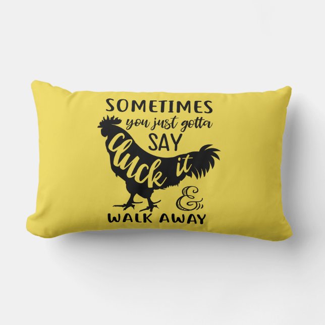 Cute Chicken Lover Farm Farmer Rooster Yellow Lumbar Cushion (Front)